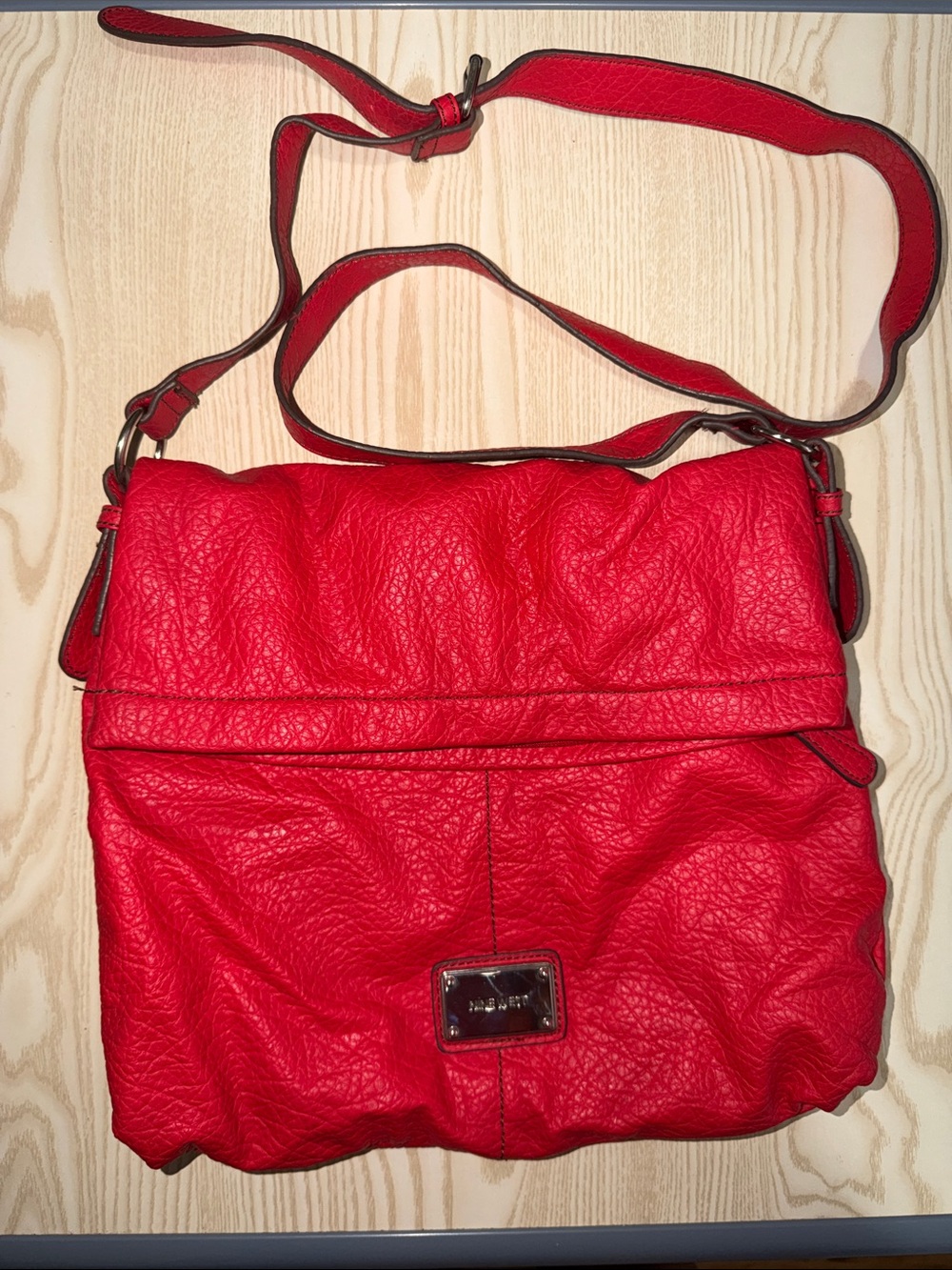 Nine West Vibrant Red Pebbled Crossbody Bag